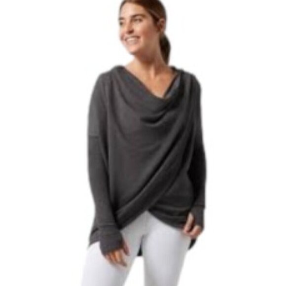Athleta Purana Gray Wrap Sweatshirt Small - Picture 1 of 4